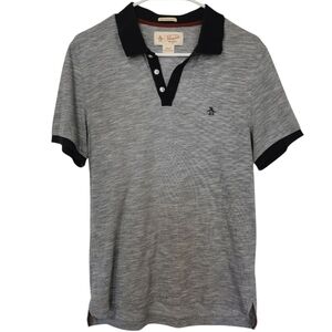 Original Penguin Heritage Slim Fit Short Sleeve Polo Shirt Grey & Navy - Sz S